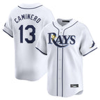 Kooe T.Bay Rays #13 Junior Caminero Player White Home Limited Stitched Jerseys
