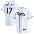 Kooe T.Bay Rays #17 Jake Fraley Player White Home Game Stitched Jerseys