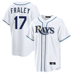 Kooe T.Bay Rays #17 Jake Fraley Player White Home Game Stitched Jerseys