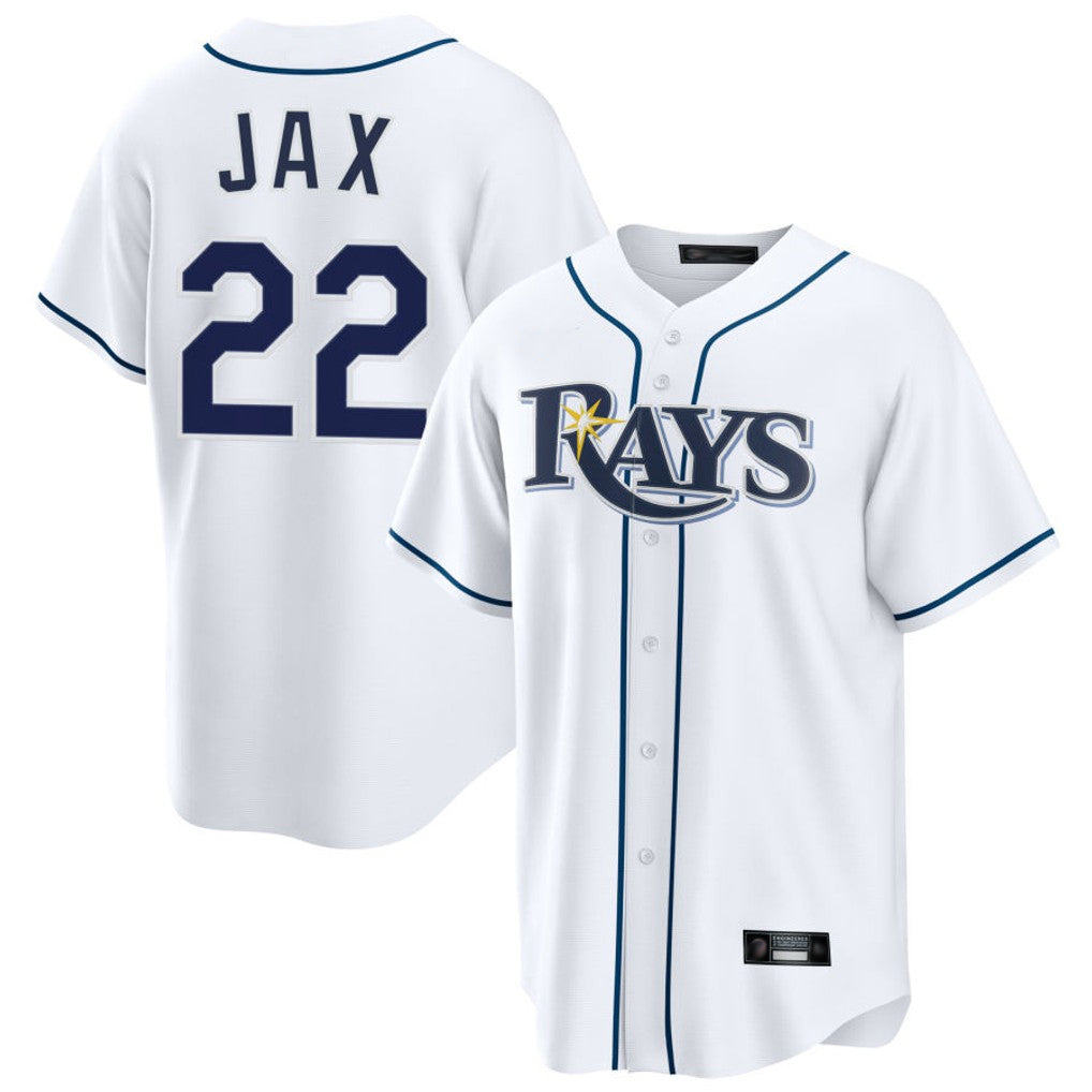 Kooe T.Bay Rays #22 Griffin Jax Player White Home Game Stitched Jerseys