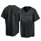 Kooe T.Bay Rays #2 Yandy Diaz Player Black Home Game Stitched Jerseys