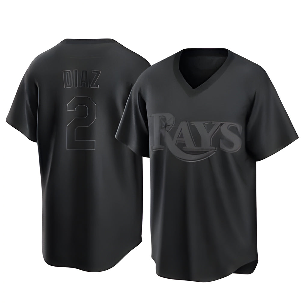 Kooe T.Bay Rays #2 Yandy Diaz Player Black Home Game Stitched Jerseys