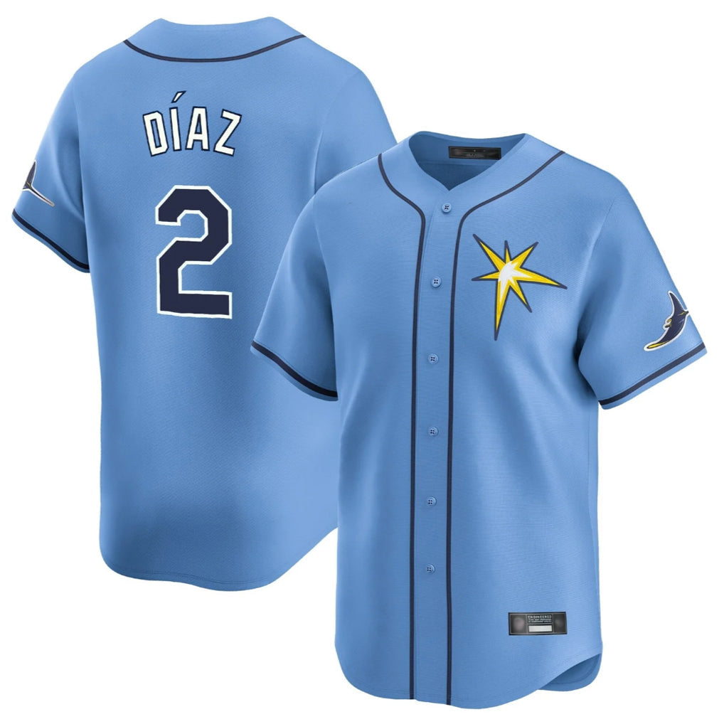 Kooe T.Bay Rays #2 Yandy Diaz Player Light Blue Home Limited Stitched Jerseys