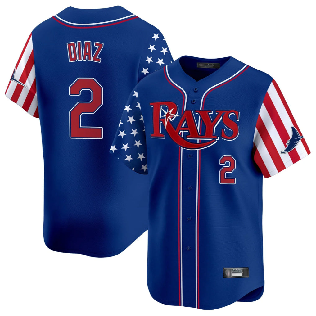 Kooe T.Bay Rays #2 Yandy Diaz Player Royal 2025 Independence Day Vapor Premier Limited Stitched Jerseys