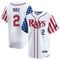 Kooe T.Bay Rays #2 Yandy Diaz Player White 2025 Independence Day Vapor Premier Limited Stitched Jerseys