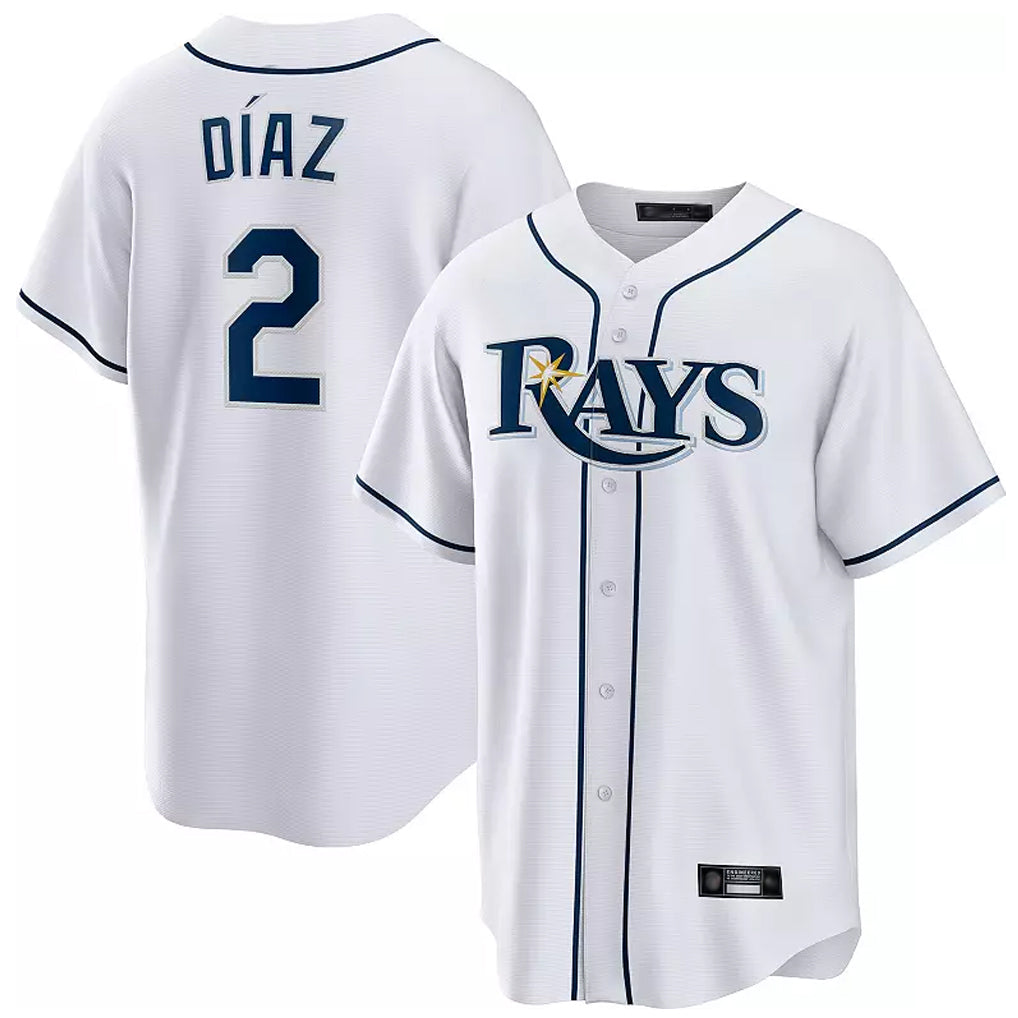 Kooe T.Bay Rays #2 Yandy Diaz Player White Home Game Stitched Jerseys