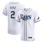 Kooe T.Bay Rays #2 Yandy Diaz Player White Home Limited Elite Stitched Jerseys