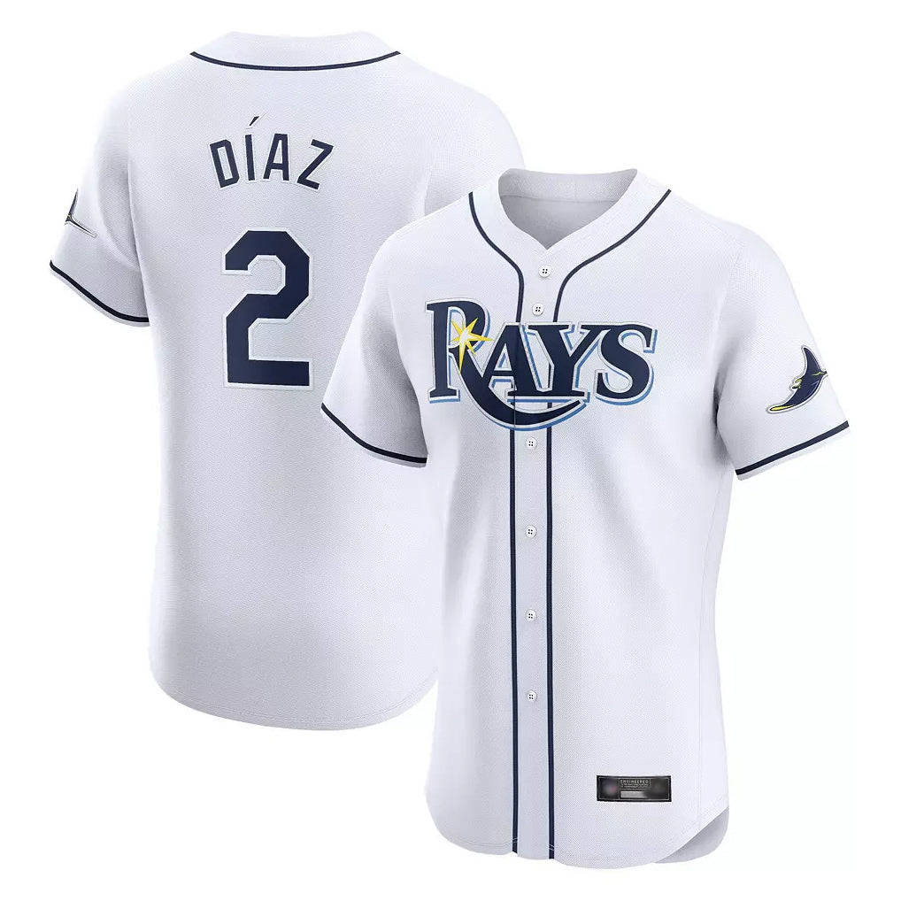Kooe T.Bay Rays #2 Yandy Diaz Player White Home Limited Elite Stitched Jerseys