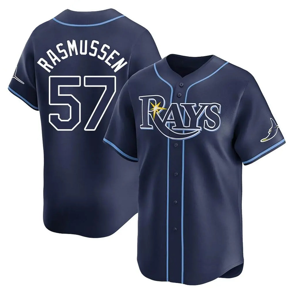 Kooe T.Bay Rays #57 Drew Rasmussen Player Navy Home Limited Stitched Jerseys