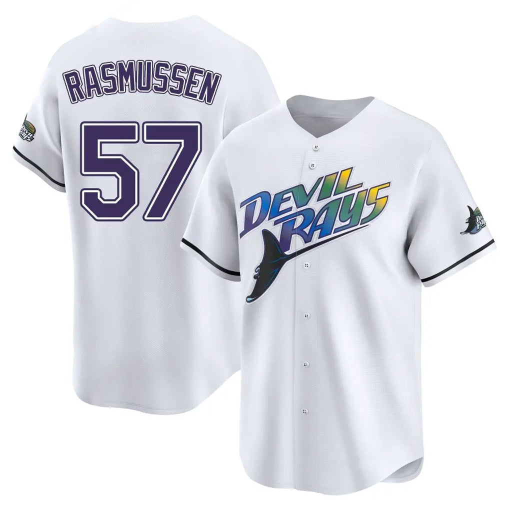 Kooe T.Bay Rays #57 Drew Rasmussen Player White City Connect Home Stitched Jerseys