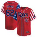 Kooe T.Bay Rays #62 Jonathan Aranda Player Red 2025 Independence Day Vapor Premier Limited Stitched Jerseys