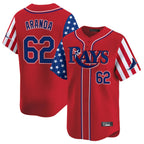 Kooe T.Bay Rays #62 Jonathan Aranda Player Red 2025 Independence Day Vapor Premier Limited Stitched Jerseys