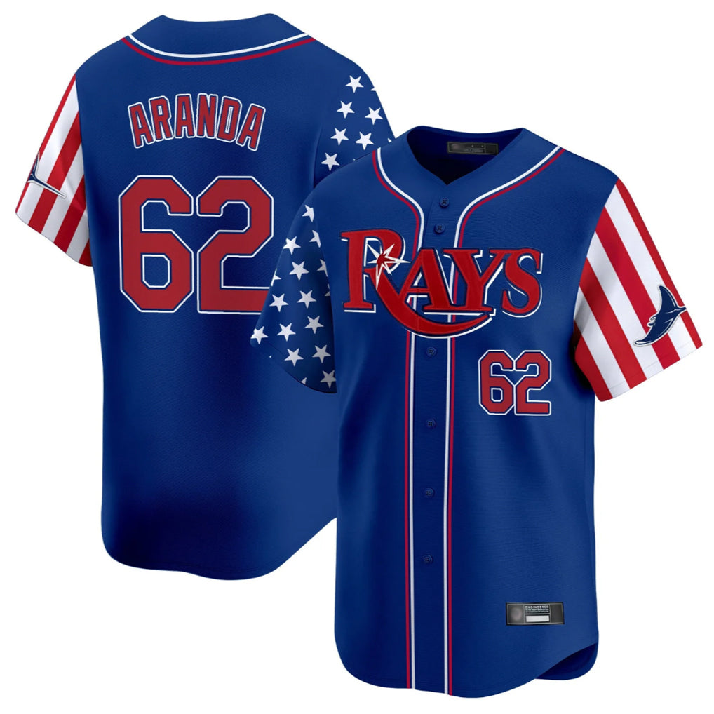 Kooe T.Bay Rays #62 Jonathan Aranda Player Royal 2025 Independence Day Vapor Premier Limited Stitched Jerseys