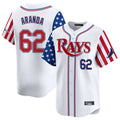 Kooe T.Bay Rays #62 Jonathan Aranda Player White 2025 Independence Day Vapor Premier Limited Stitched Jerseys