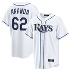 Kooe T.Bay Rays #62 Jonathan Aranda Player White Home Game Stitched Jerseys