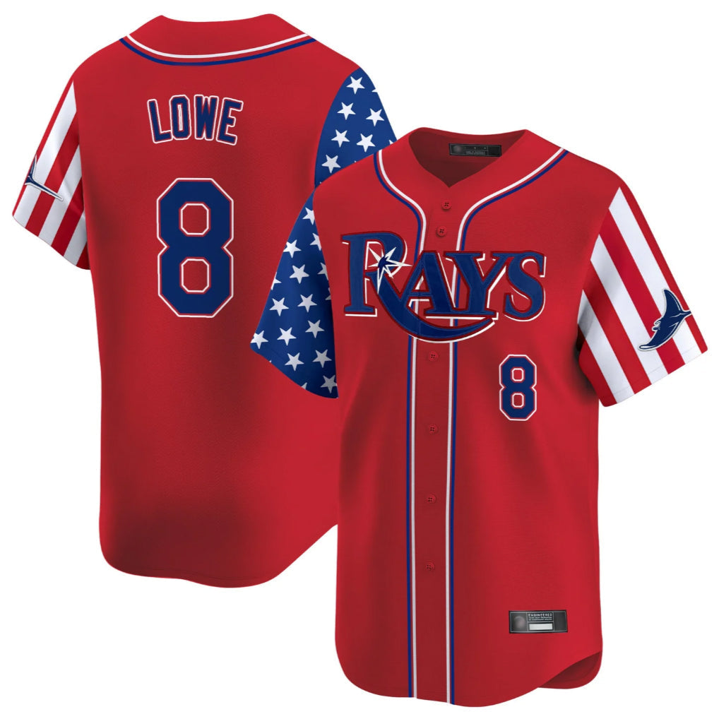 Kooe T.Bay Rays #8 Brandon Lowe Player Red 2025 Independence Day Vapor Premier Limited Stitched Jerseys