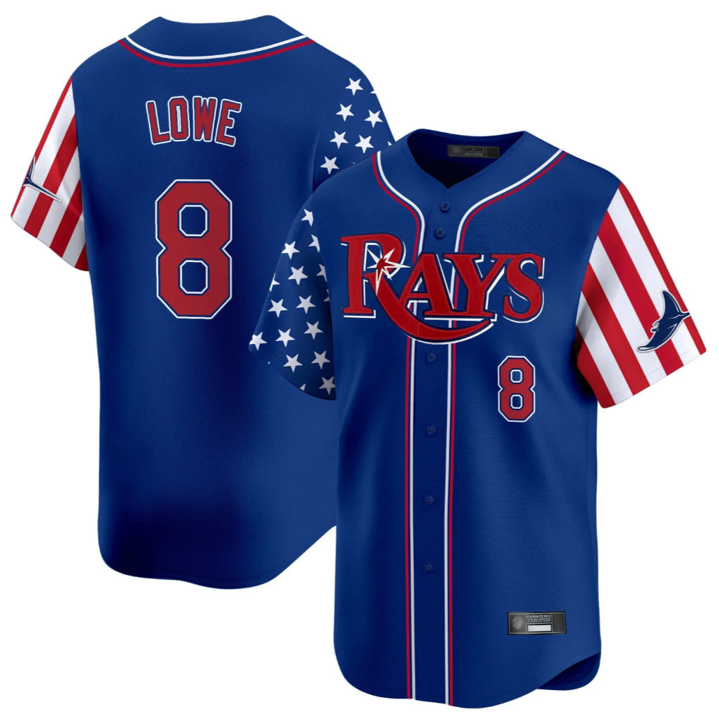 Kooe T.Bay Rays #8 Brandon Lowe Player Royal 2025 Independence Day Vapor Premier Limited Stitched Jerseys