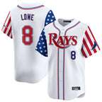 Kooe T.Bay Rays T.Bay Rays #8 Brandon Lowe Player White 2025 Independence Day Vapor Premier Limited Stitched Jerseys