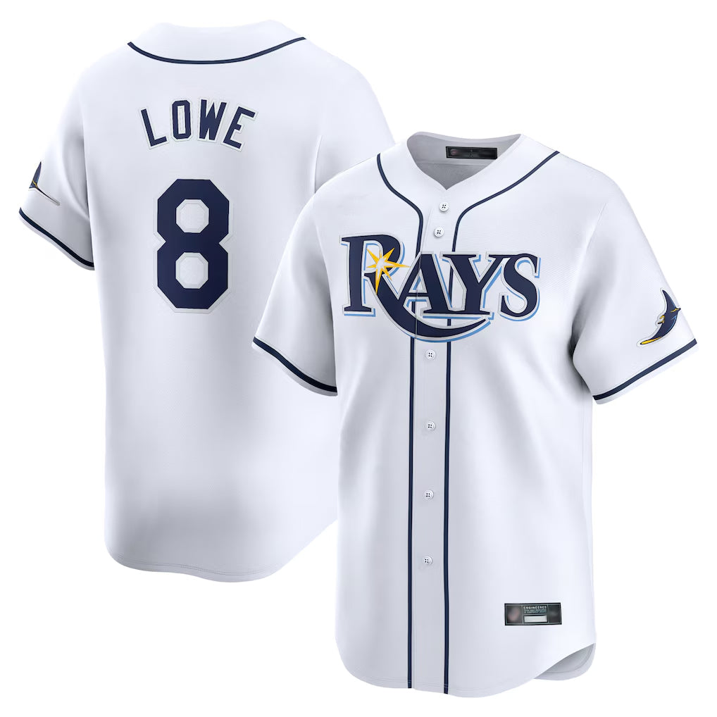 Kooe T.Bay Rays #8 Brandon Lowe Player White Home Limited Stitched Jerseys