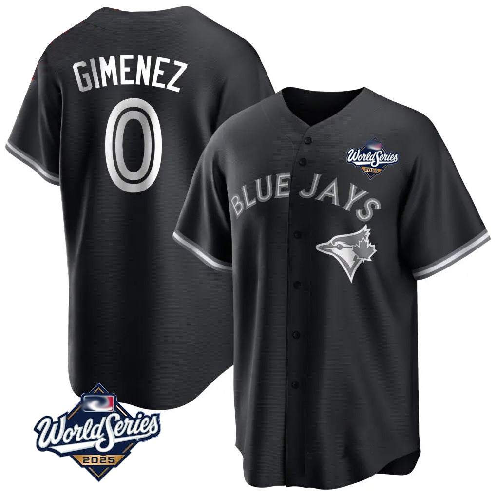 Kooe T.Blue Jays #0 Andres Gimenez Player Black 2025 World Series Game Stitched Jerseys