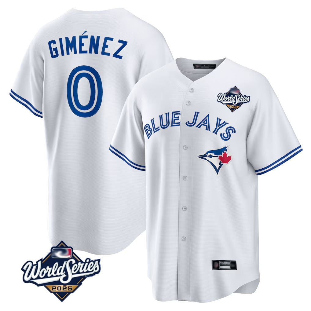 Kooe T.Blue Jays #0 Andres Gimenez Player White 2025 World Series Game Stitched Jerseys