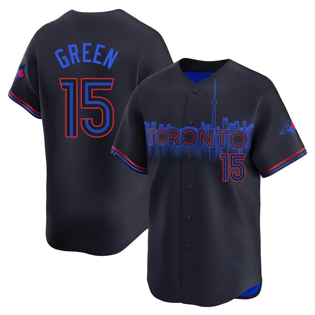 Kooe T.Blue Jays #15 Chad Green Player Black&Blue City Connect Limited Stitched Jerseys