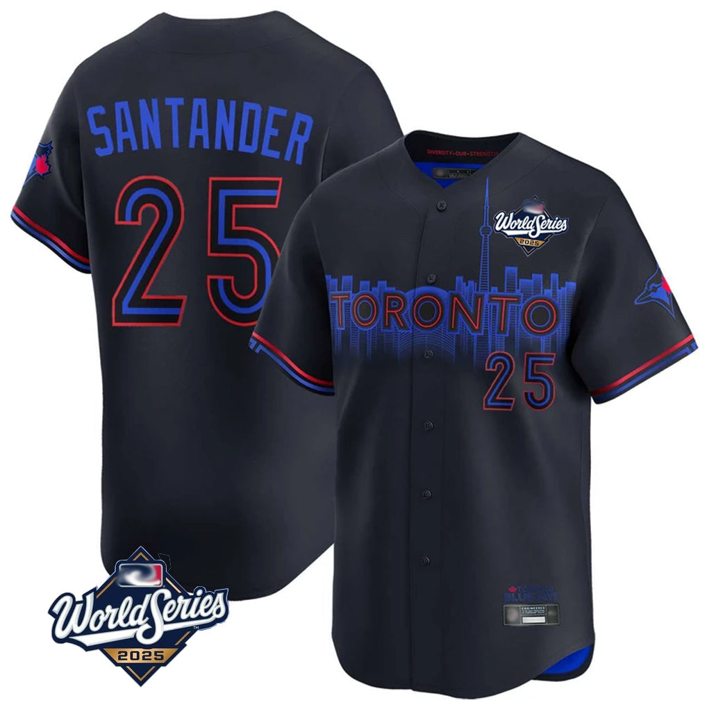 Kooe T.Blue Jays #25 Anthony Santander Player Black&Blue 2025 World Series City Connect Limited Stitched Jerseys