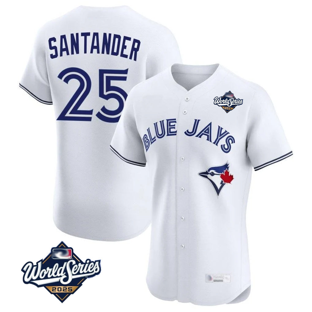 Kooe T.Blue Jays #25 Anthony Santander Player White 2025 World Series Elite Limited Home Stitched Jerseys