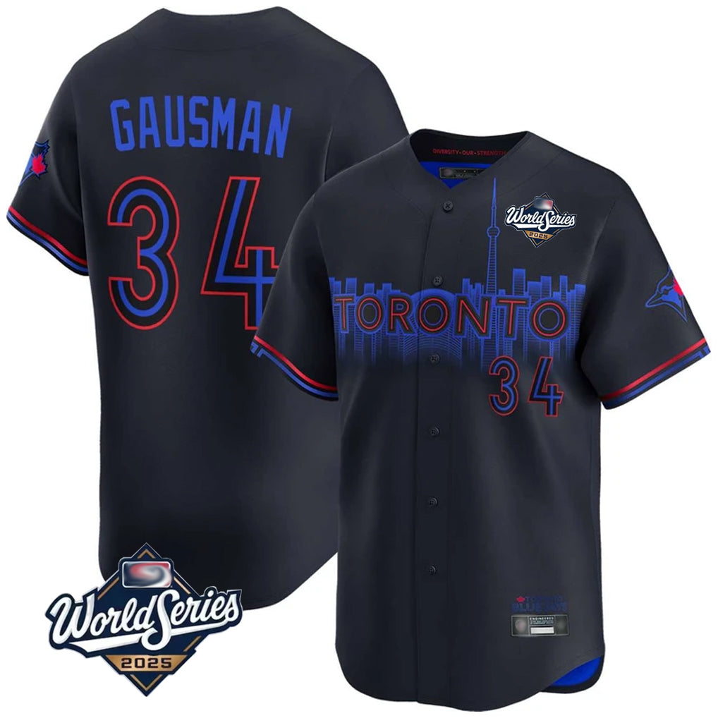 Kooe T.Blue Jays #34 Kevin Gausman Player Black 2025 World Series City Connect Stitched Jerseys