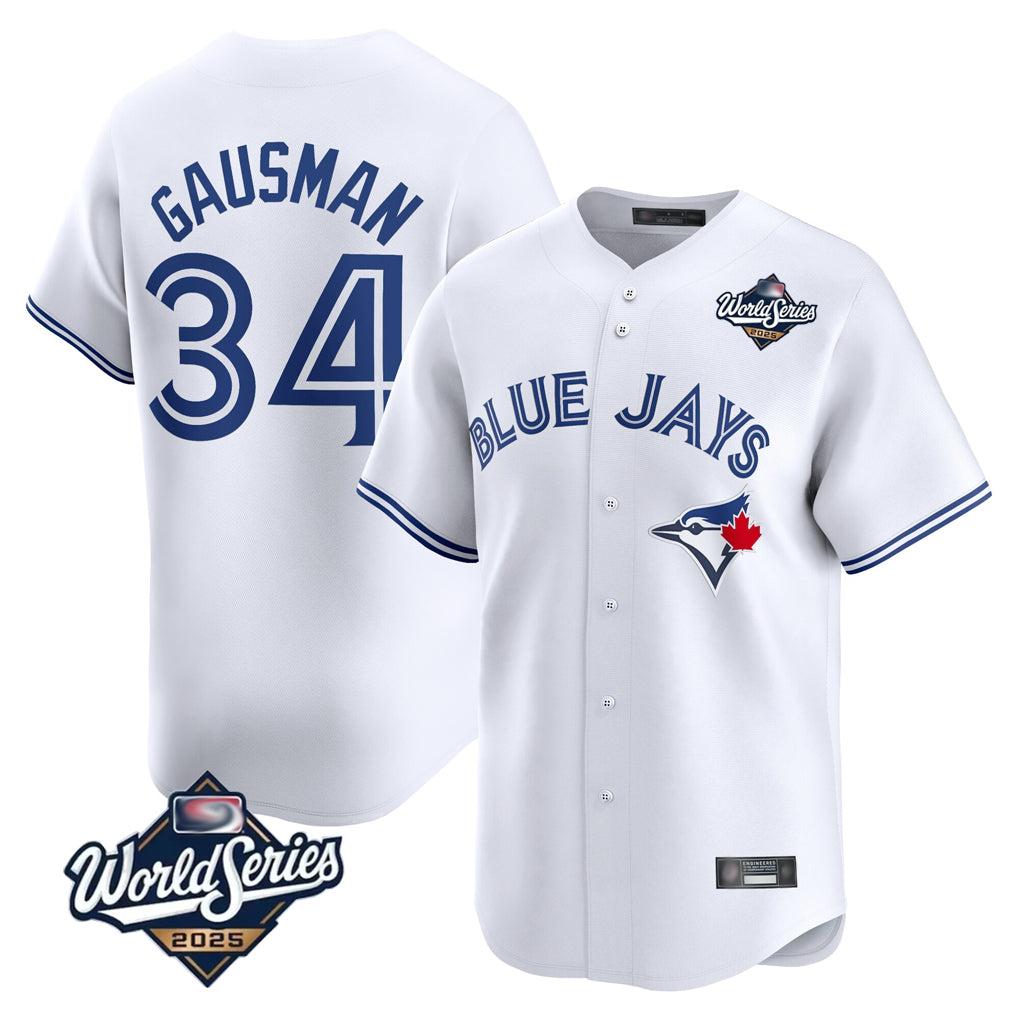 Kooe T.Blue Jays #34 Kevin Gausman Player White 2025 World Series Home Limited Stitched Jerseys