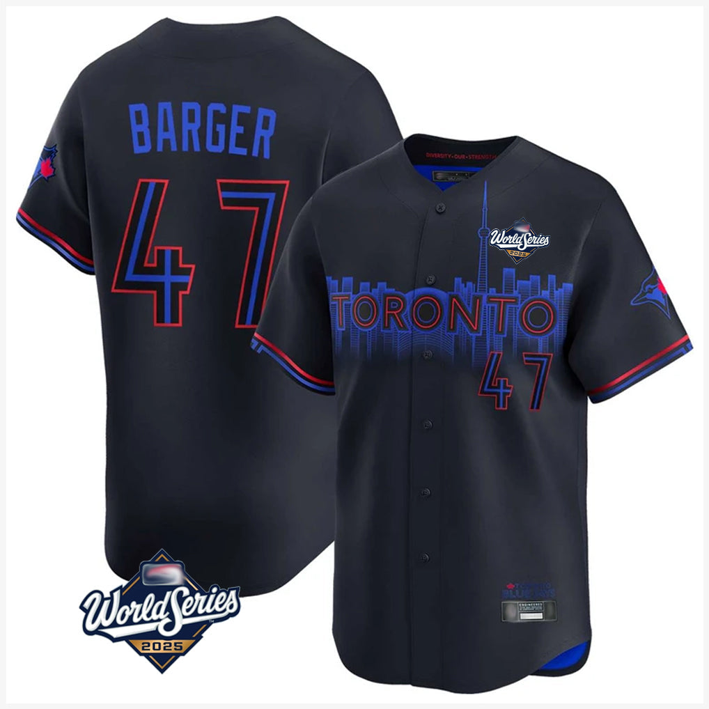 Kooe T.Blue Jays #47 Addison Barger Player Black 2025 World Series City Connect Stitched Jerseys