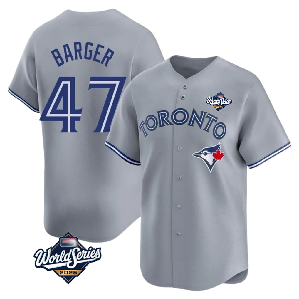 Kooe T.Blue Jays #47 Addison Barger Player Gray 2025 World Series Stitched Jerseys