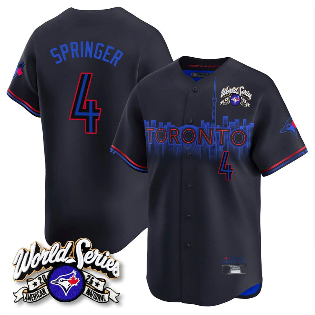 Kooe T.Blue Jays #4 George Springer Player Black 2025 American League City Connect Limited Stitched Jerseys