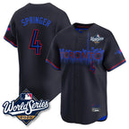 Kooe T.Blue Jays #4 George Springer Player Black 2025 World Series City Connect Stitched Jerseys