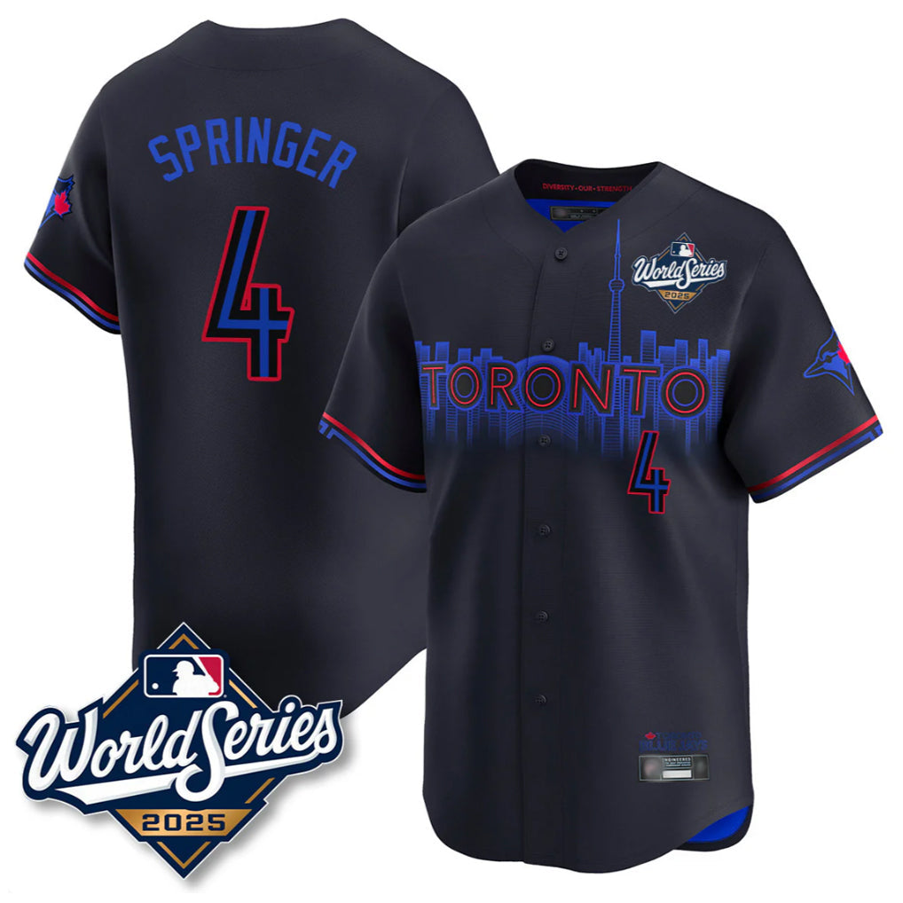 Kooe T.Blue Jays #4 George Springer Player Black 2025 World Series City Connect Stitched Jerseys