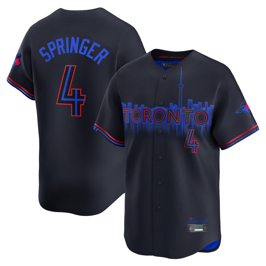 Kooe T.Blue Jays #4 George Springer Player Black City Connect Limited Stitched Jerseys
