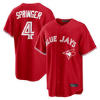 Kooe T.Blue Jays #4 George Springer Player Red Home Game Stitched Jerseys