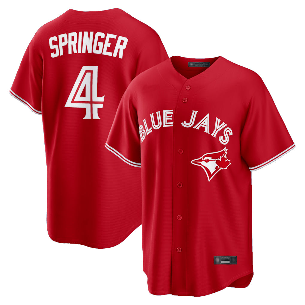 Kooe T.Blue Jays #4 George Springer Player Red Home Game Stitched Jerseys