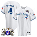 Kooe T.Blue Jays #4 George Springer Player White 2025 American League All Stitched Jersey