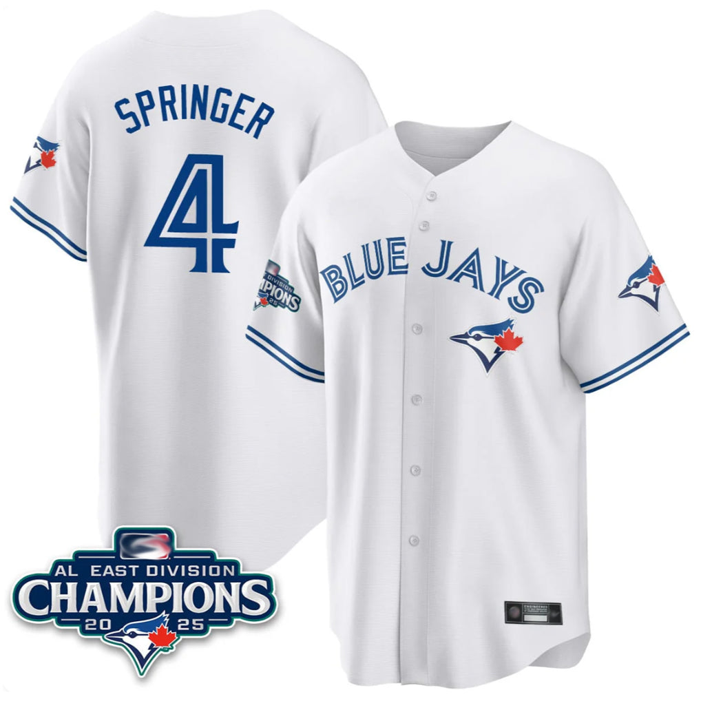 Kooe T.Blue Jays #4 George Springer Player White 2025 World Series Stitched Jerseys
