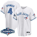 Kooe T.Blue Jays #4 George Springer Player White 2025 World Series Stitched Jerseys