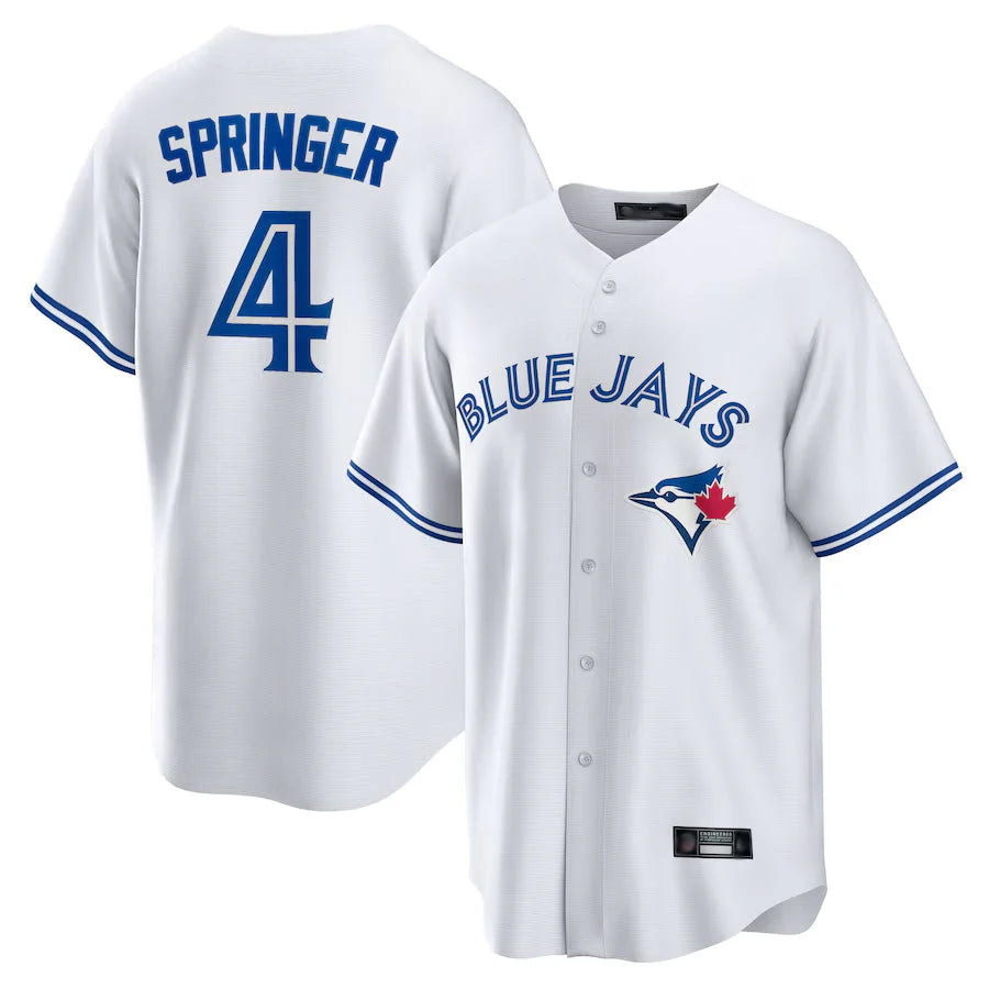 Kooe T.Blue Jays #4 George Springer Player White Home Game Stitched Jerseys