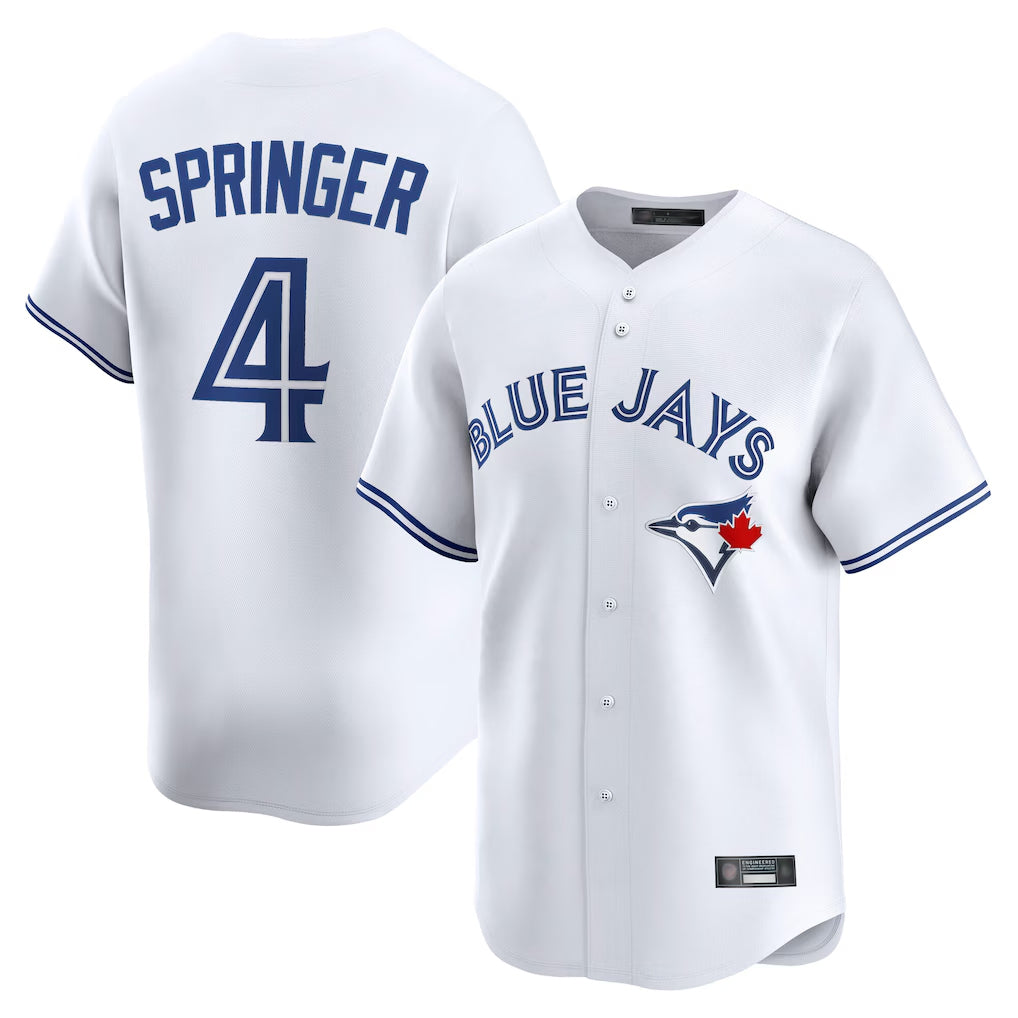 Kooe T.Blue Jays #4 George Springer Player White Home Limited Stitched Jerseys