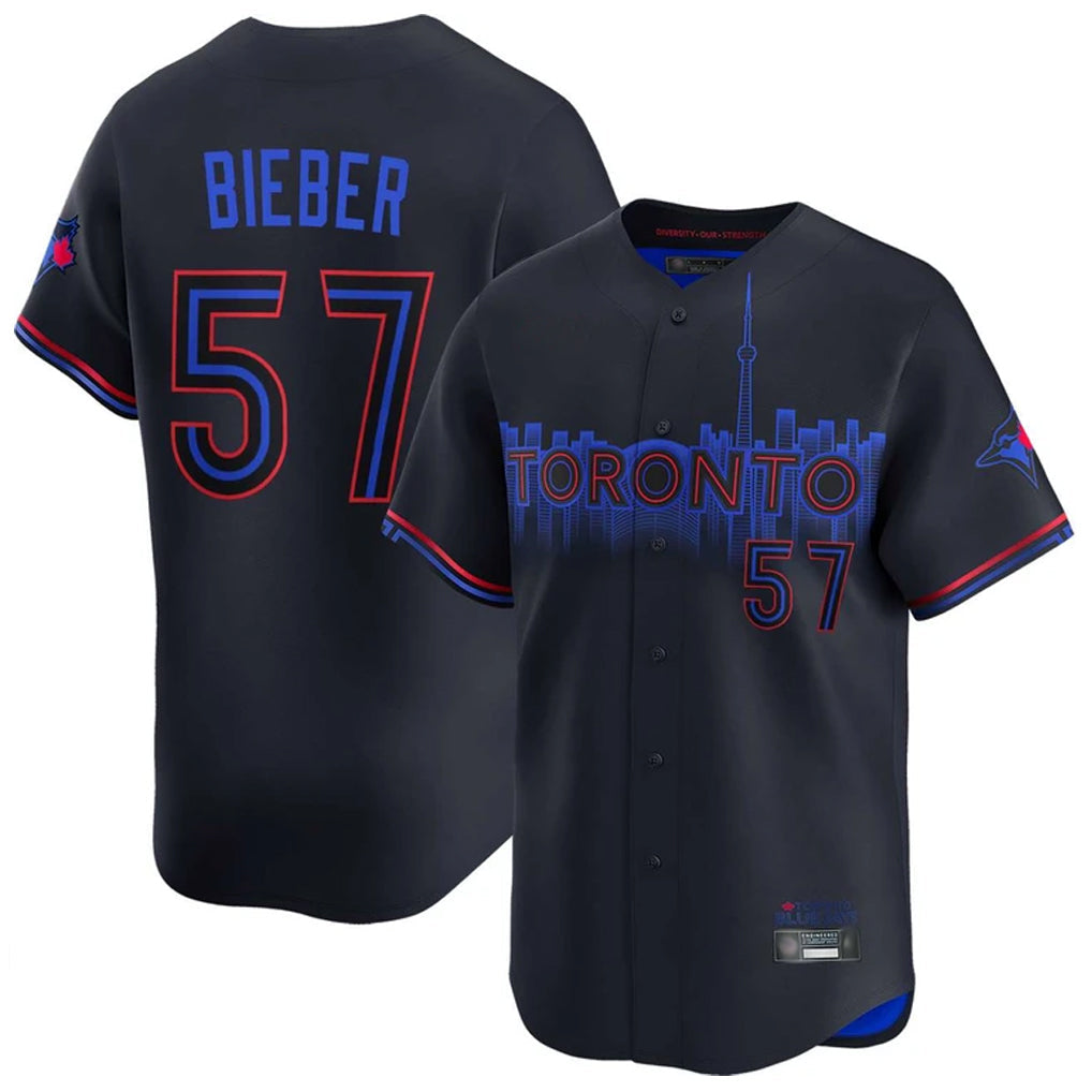 Kooe T.Blue Jays #57 Shane Bieber Player Black City Connect Limited Home Stitched Jerseys