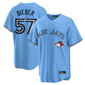 Kooe T.Blue Jays #57 Shane Bieber Player Blue Home Stitched Jerseys