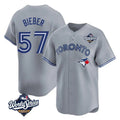 Kooe T.Blue Jays #57 Shane Bieber Player Gray 2025 World Series All Stitched Jerseys