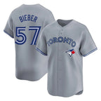 Kooe T.Blue Jays #57 Shane Bieber Player Gray Home Stitched Jerseys