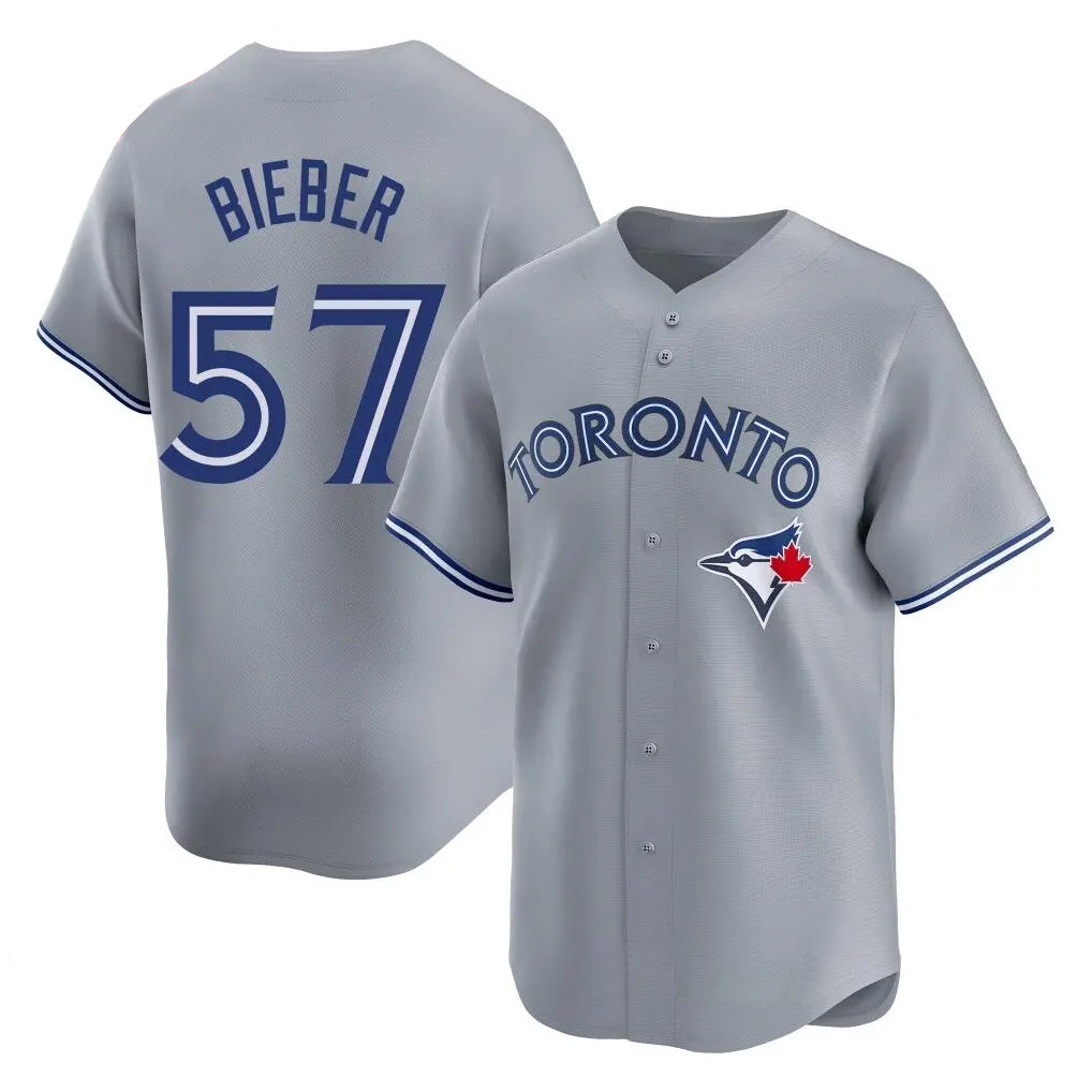 Kooe T.Blue Jays #57 Shane Bieber Player Gray Home Stitched Jerseys