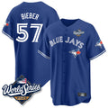 Kooe T.Blue Jays #57 Shane Bieber Player Royal 2025 World Series All Stitched Jerseys