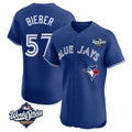 Kooe T.Blue Jays #57 Shane Bieber Player Royal 2025 World Series Elite All Stitched Jerseys